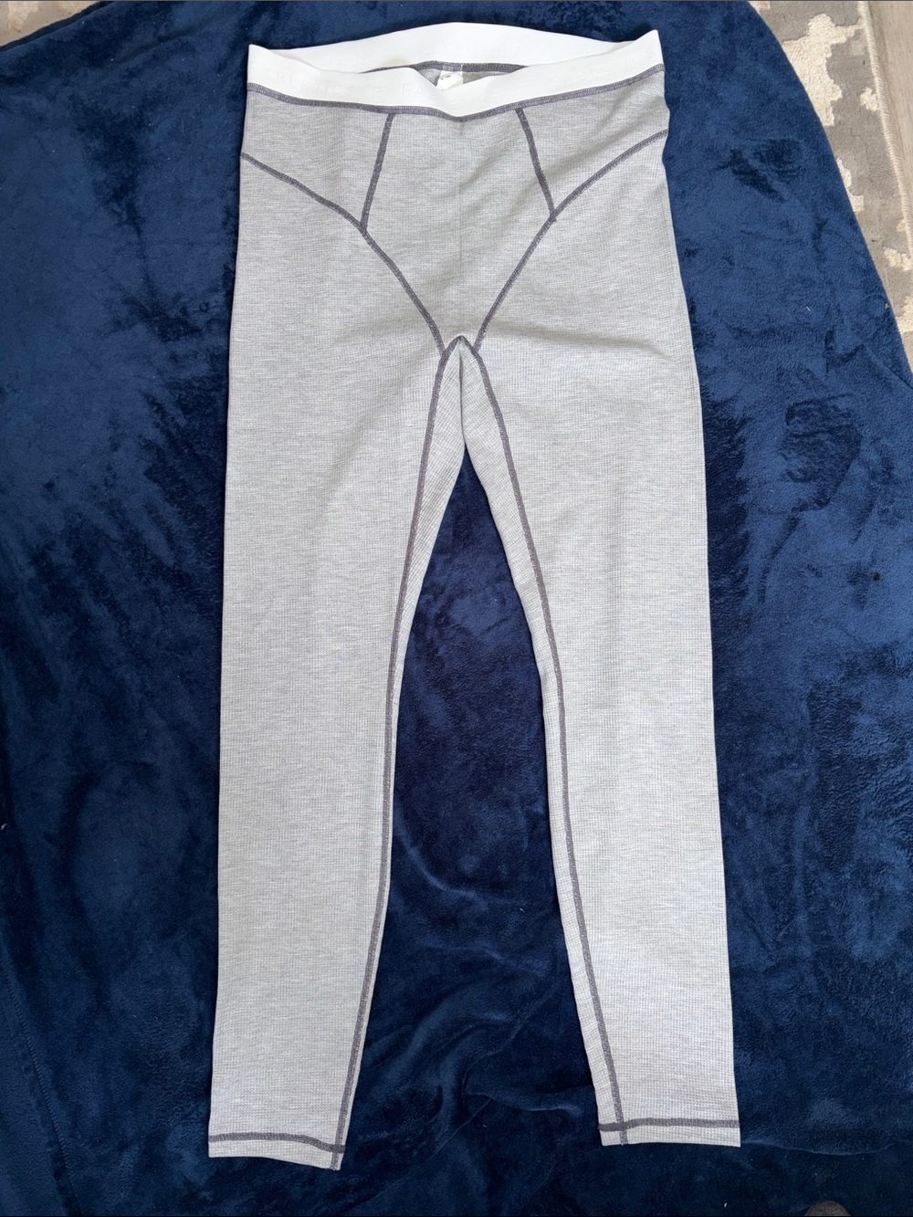 Gray Thermal Leggings with Contrast Stitching